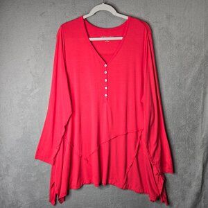 Soft Surroundings 2X Plus Size Active Top Long Sleeve Barbie Pink Tunic